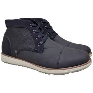 Vance Co Men Austin Cap Toe Chukka Ankle Boot Size US 9.5 Navy Blue Faux Leather
